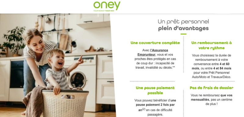 Avantages d'un Prêt Personnel Oney.